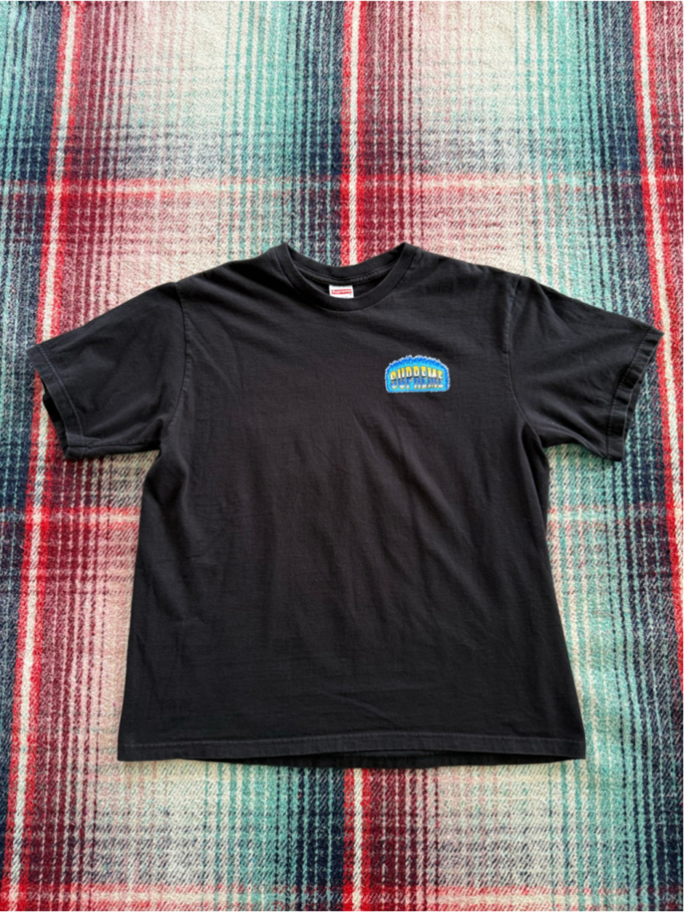 Supreme Fire Double Sided Black Graphic Tee L